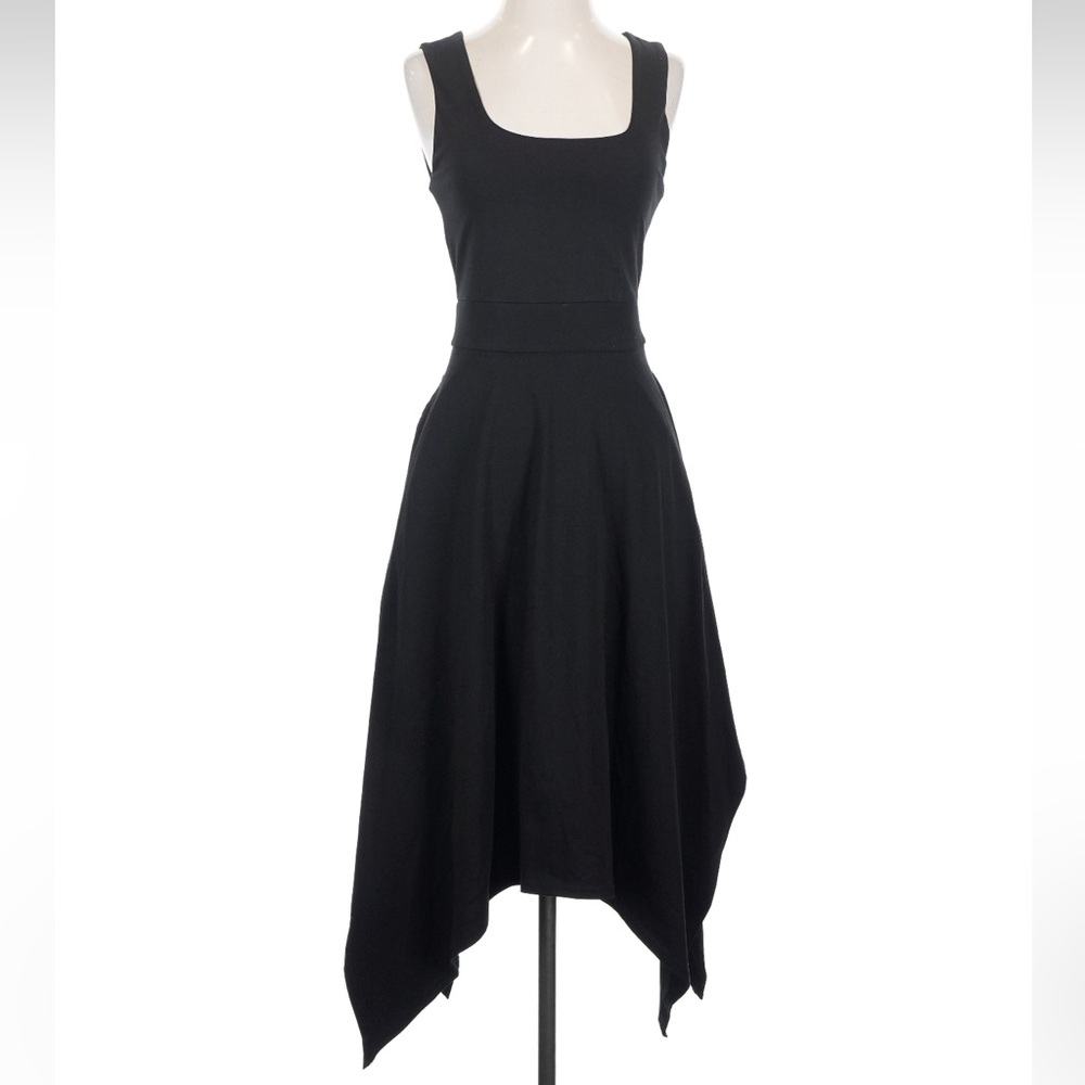Black Sleeveless Handkerchief-Hem Dress